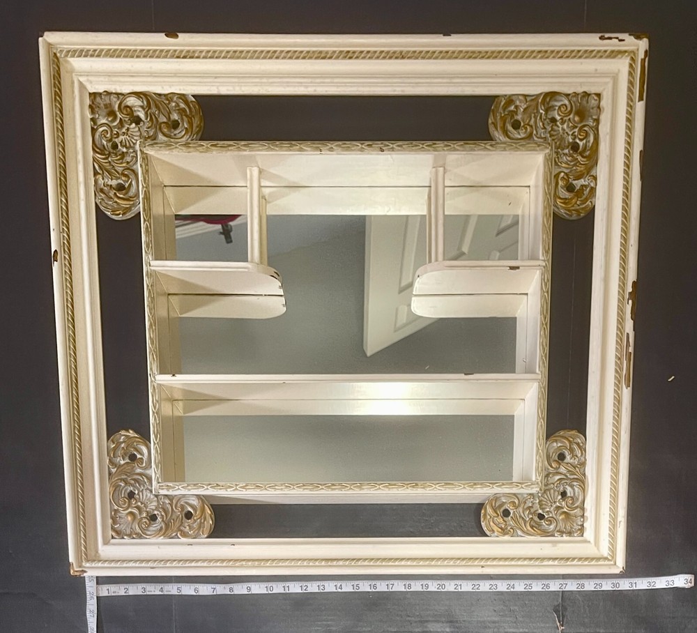 MCM Windsor Mirrored Shadowbox Curio Shelf 25×29 Vintage Illinois Moulding Co