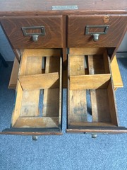 Rare Vintage Oak 4 Drawer Wooden Card Catalog File Cabinet Medical FREE SHIPPING