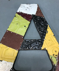 Decorative Salvage Tin Ceiling 16″ Patchwork Metal VTG Letter A Old 309-25B