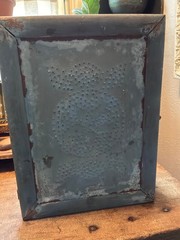 Antique Punched Tin & Wood Cabinet – Original Paint! Early 1900’s