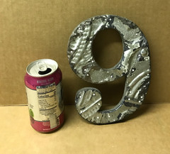 Decorative Salvaged Tin Ceiling 8″ Patchwork Shabby Silver Number 9 Old 208-26B