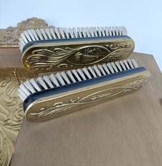 Vintage mirror Brush Brass Glass Cabinet Continental Ornate Brushes Included Wal