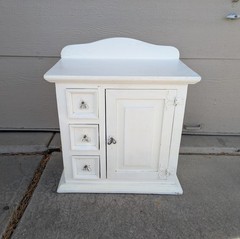 Vintage Victorian Shabby Chic White Painted Dry Sink Cabinet Wash Stand Table W6