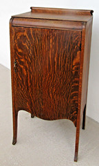 Antique Sheet Music Tiger Oak Cabinet, Record Cabinet, Side Table
