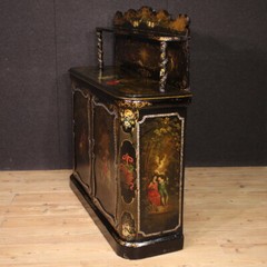 Lacquered painted sideboard cabinet English furniture papier mache 19th century