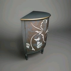 Decorative Crafts Inc. Demilune Italian Cabinet console Painted 30″ We Ship