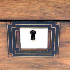 English Travel desk, in exotic wood, rosewood and with inlays, early 19th centur