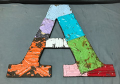Decorative Salvaged Tin Ceiling 16″ Patchwork Mix Color Letter A Metal 1663-25B