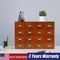 16 Drawers Tabletop Library Card Catalog Cabinet Vintage Apothecary Storage Box