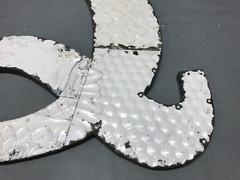 Decorative Salvage Tin Ceiling 16″ Patchwork White Metal VTG Letter Q 1791-24B