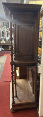 Antique French Henri II Carved Walnut Wine Liquor Display Hall Cabinet 70″H