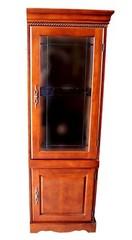 Contemporary Mahogany-Stained Empire Style Illuminated Display Cabinet Unit Pair