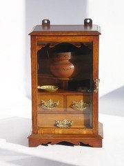 Edwardian Antique Oak Smokers Cabinet, Small Humidor Cabinet with Brass Details