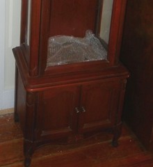 Vintage Victorian Curio Cabinet with Glass Door and Lighting