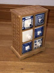6 Drawers Cabinet Wooden Apothecary Medicine Storage Box Organizer Wicker Sewing