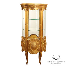Rococo Style Giltwood Curio Cabinet With Glass Panels