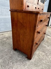 Antique Mahogany or Burl Oak Book Case Secretary 2-Piece Cabinet Drawers