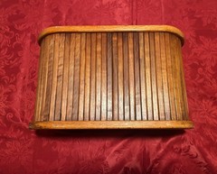 VTG handmade Wooden CD Storage Cabinet with Slatted Rolling Doors, Oval Shape