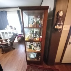 Antique oak four shelf cheese cabinet from country store
