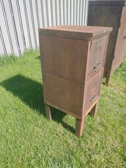 1930s American Industrial Steel Stackable 2 PC. Footed File Cabinet