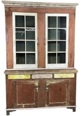 Antique Dutch Cupboard Step Back Cupboard Barn Find Primitive 1800 Old Paint