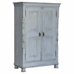 STUNNING ANTIQUE HUNGARIAN HAND PAINTED HOUSEKEEPERS LINEN CUPBOARD / WARDROBE