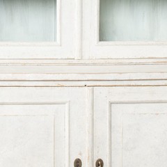 19th C. Large White Gustavian Style Bookcase Display Cabinet with Glass Doors