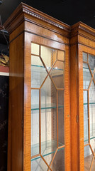 English Edwardian Style Breakfront in Satinwood with Dentil Molding