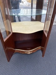 67340 Louis XV Inlaid Curio Cabinet with Bronze Ormalu