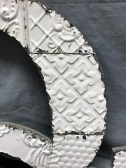 Decorative Salvage Tin Ceiling 16″ Patchwork White Metal VTG Letter Q 1791-24B