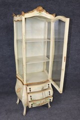 Early 1900s era Italian Venetian Bombe Form Paint Decorated Vitrine