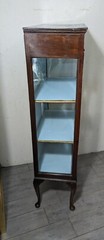 Antique Edwardian Mahogany Glass Display Curio Cabinet Queen Anne Chippendale