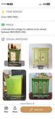 Beautiful 14 X 18 X 8 Deep Antique small painted metal cabinet vintage