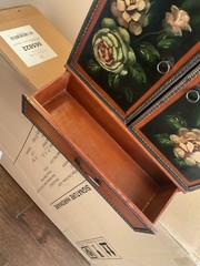 Antique Lovely French Style Petite Cabinet Armoire Hand Painted Floral