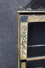 Antique Directoire Style Paint decorated Wall Vitrine Display Cabinet
