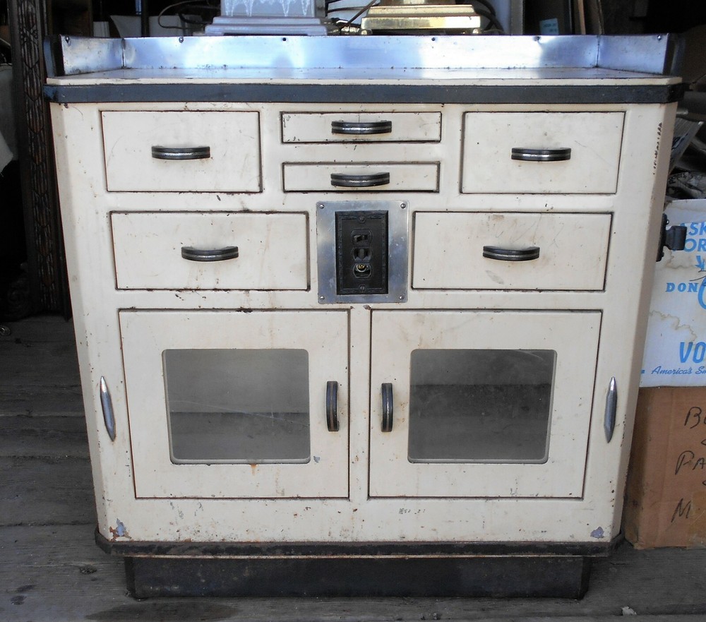 VINTAGE ART DECO METAL INDUSTRIAL MEDICAL HOSPITAL CABINET shipping available