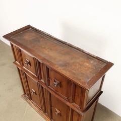 Ancient Cupboard Double Étagère Early XVII Century Walnut Paneled Doors