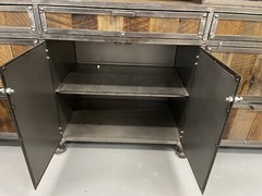 Industrial Credenza w/ Hutch Reclaimed Wood Welded High End Brutalist 96″ TALL!