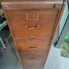 Antique Oak 4-Drawer Filing Cabinet Library Bureau for a Corner