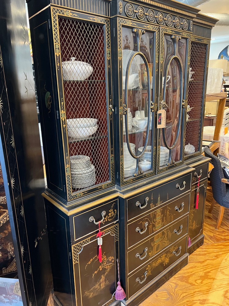 Vintage Chinoiserie China Cabinet by Union National