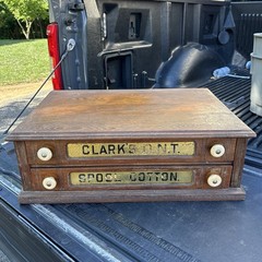 Antique Spool Cabinet Clark’s O.N.T. wood 2 Drawer Cabinet