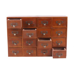 16 Drawers Vintage Tabletop Library Card Catalog Cabinet Apothecary Storage Box