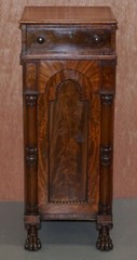 RARE PAIR OF HUGE WILLIAM IV 1830 FLAMED MAHOGANY SIDE CABINETS CAMPAIGN DRAWERS