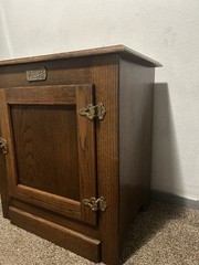 Vintage WHITE CLAD Simmons Oak Wood Ice Box Nightstand Cabinet Chest End Table