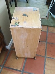 Antique Hand painted Footed Medicine Cabinet 26” T