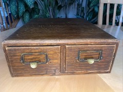 Antique Yawman Erbe 2 Drawer Library Card Catalog Index File Cabinet Wood Box