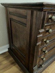 Antique 1800’s Refinished Clark’s Oak Advertising Spool Cabinet with 6 Drawers