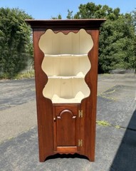 D. R. Dimes country pine open top corner cupboard. Single raised panel door with