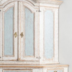 Early 19th Century Large Swedish Blue & White Swedish Corner Cabinet