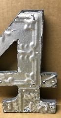 Decorative Salvaged Tin Ceiling 8″ Patchwork Shabby Silver Number 4 Old 209-26B